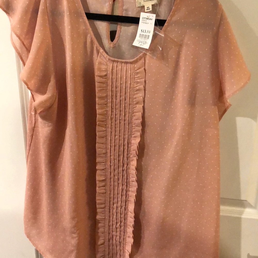 Pink polka dot blouse